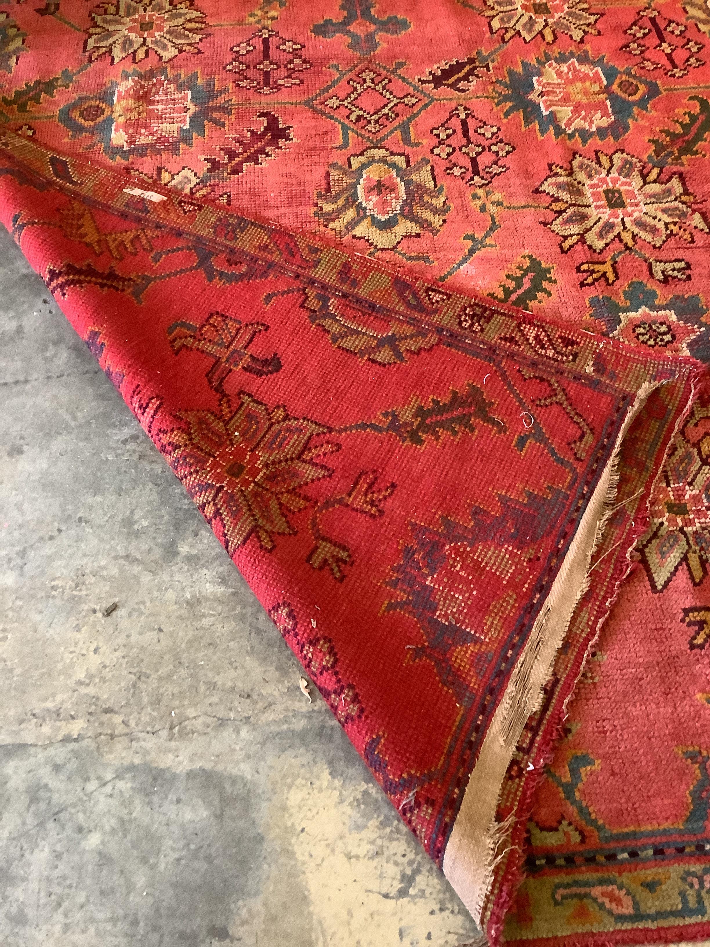 An Afghan woven wool red ground carpet, 306 x 268cm